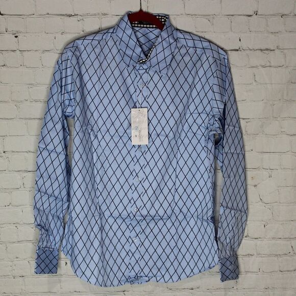 Men's Geometrical Design Button Up Shirt Small - Picture 1 of 4